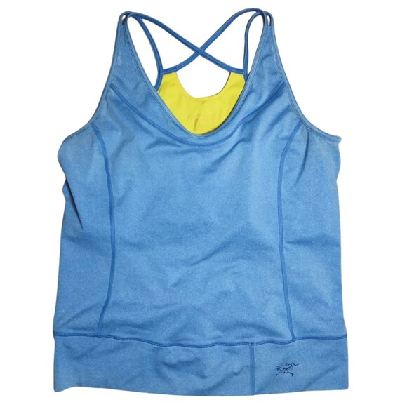 Arc'teryx Women's Senna Tank Top - Size Estimated L - Blue/Yellow, Built-in Bra - Picture 1 of 7